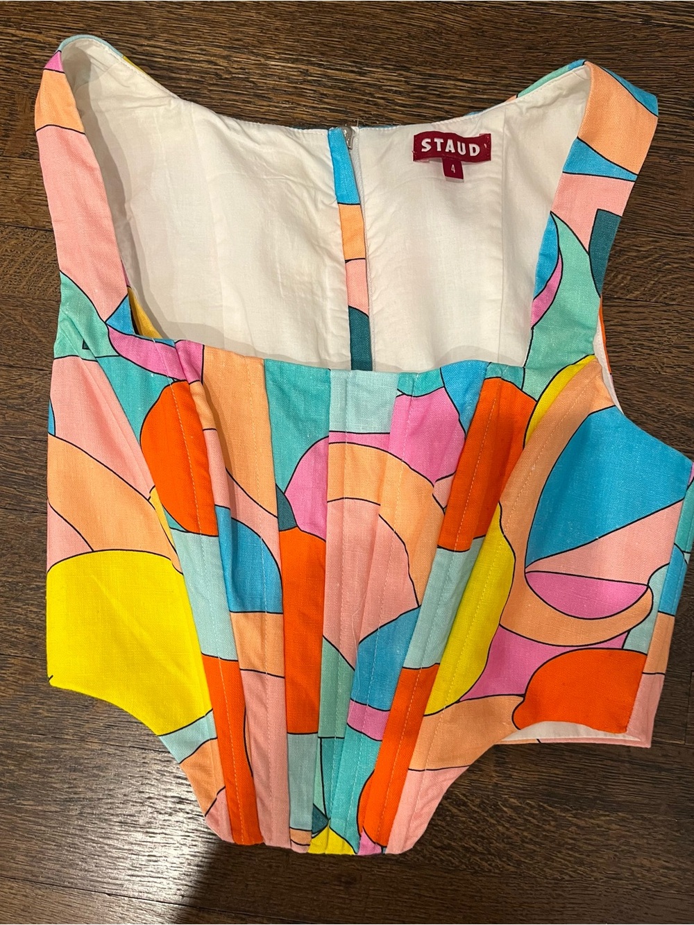 STAUD Bright Corset Bustier Crop Top . Size 4